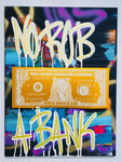 Karl Lagasse Peinture No Rob A Bank Dollar Orange Texte Jaune