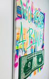 Peinture Karl Lagasse No Rob A Bank Dollar Vert Texte Vert 