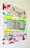 Peinture Karl Lagasse To Rob A Bank Dollar Argenté Texte Rose