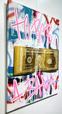 Karl Lagasse Toile To Rob A Bank Dollar Doré Texte Rose