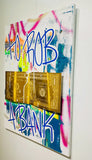 Karl Lagasse Toile To Rob A Bank Golden Dollar Blue Font